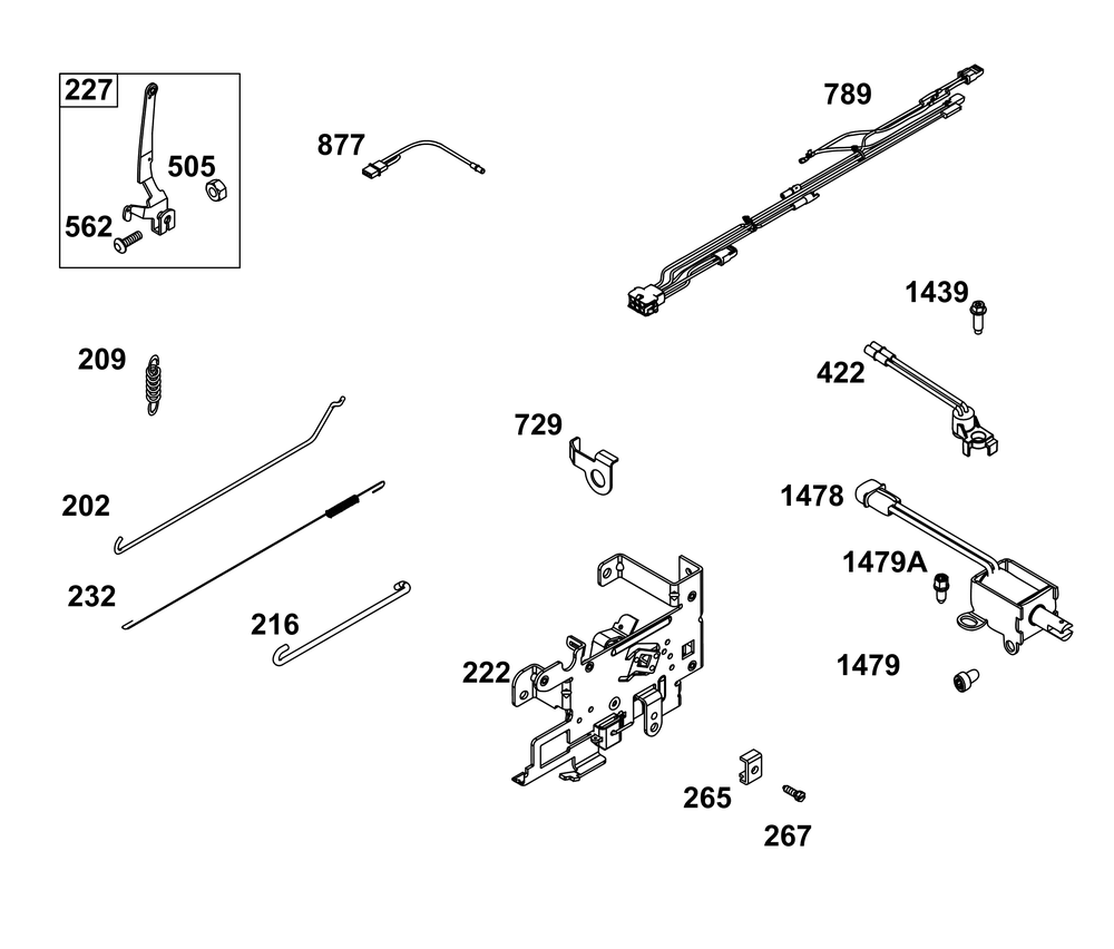 Controls Group Diagram and Parts List for 31S777-0003-B5 200000 - 399999 Briggs and Stratton Engine
